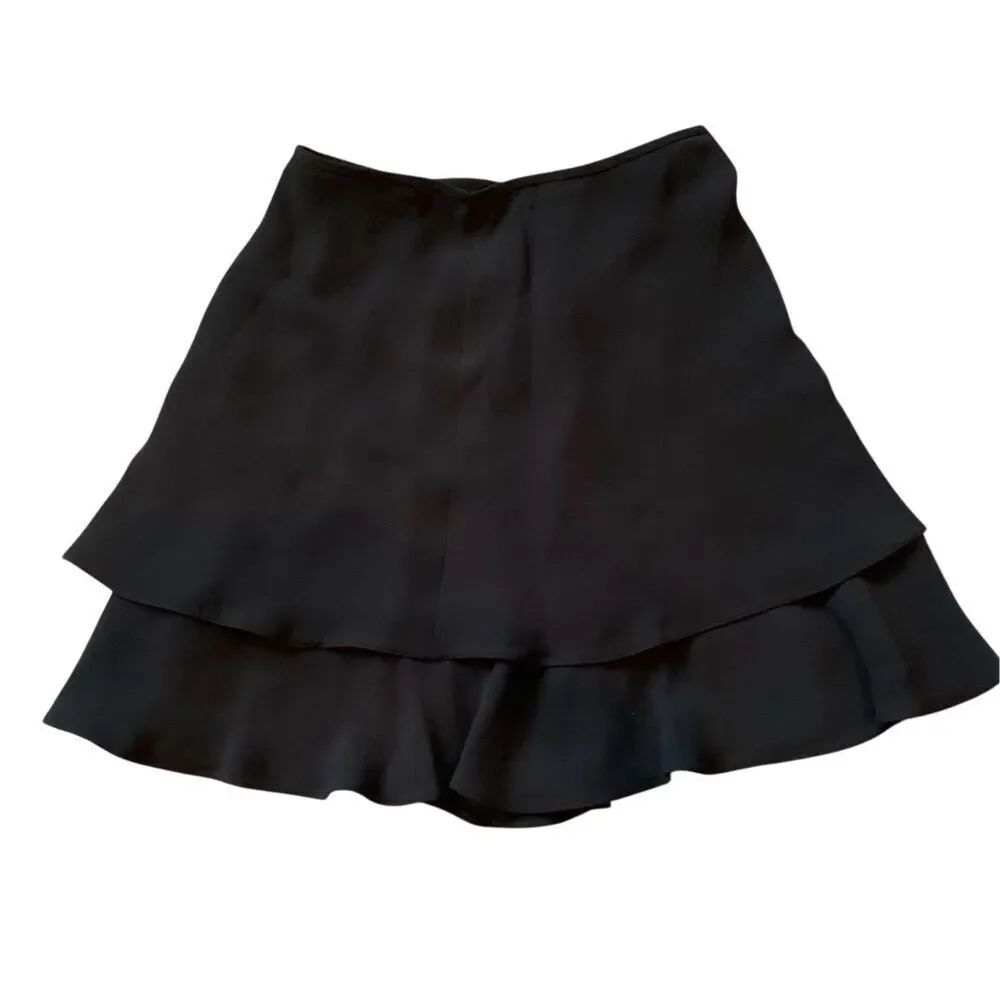 Armani Collezioni ITALY Elegant vintage Black 100% Silk Flowy Skirt sz 10 46